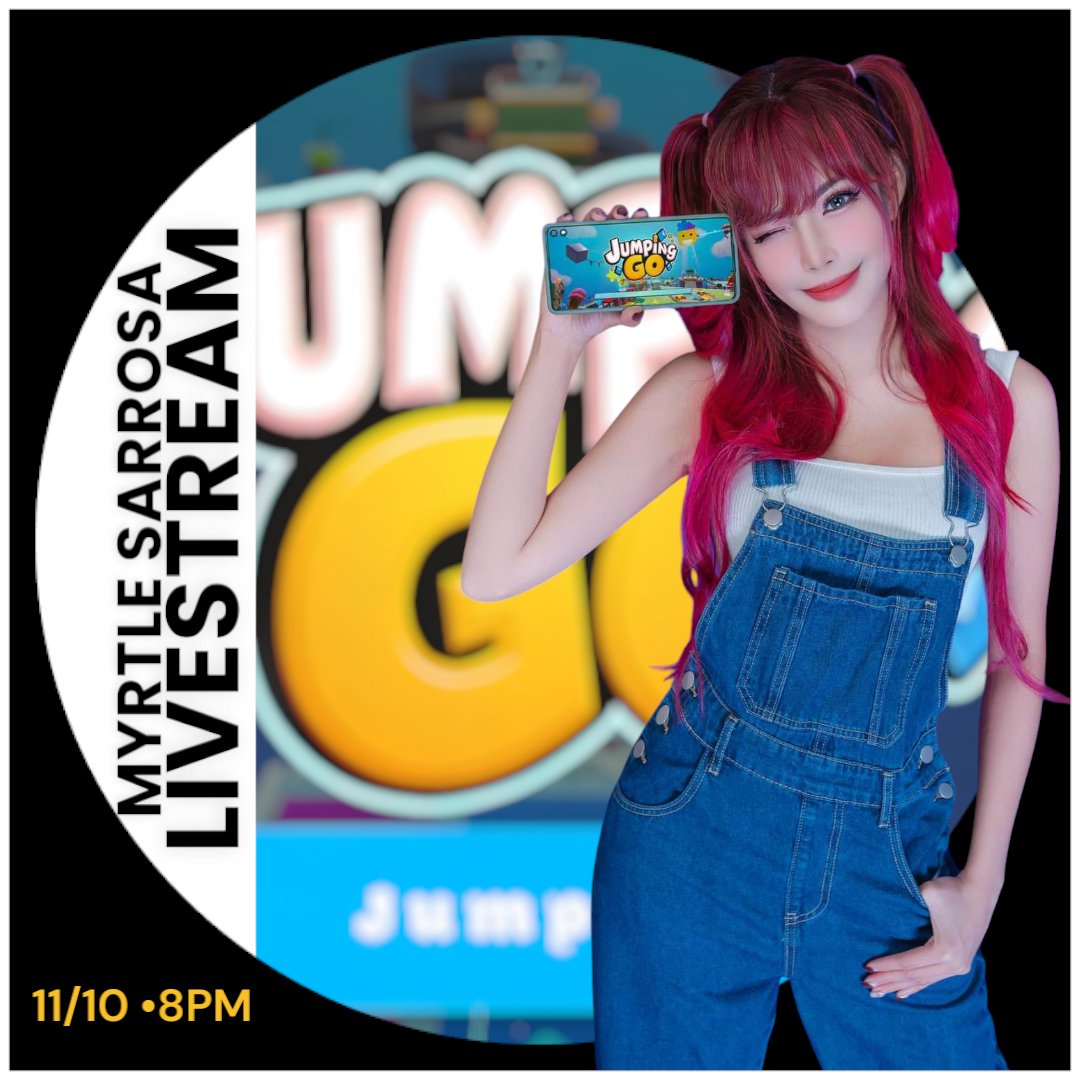 MyrtleGUpdate's tweet photo. Credits: Myrtle Sarrosa &amp; DitoLand
#MyrtleGailSarrosaUpdate 
Jump in with Myrtle Sarrosa in to Jumpingo on DitoLand!
Livestream later at 8PM! 🎮

#DitoLand #Jumpingo #Livestream #MyrtleSarrosa https://t.co/VCoUQjEQhj