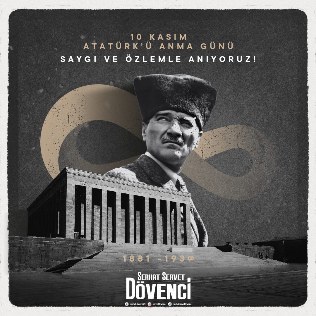 serhatdovenci's tweet photo. Cumhuriyetimizin kurucusu Gazi Mustafa Kemal Atatürk'ü, aramızdan ayrılışının yıldönümünde saygı, minnet ve özlemle anıyoruz.

#10Kasım https://t.co/L9Kc46dxEy