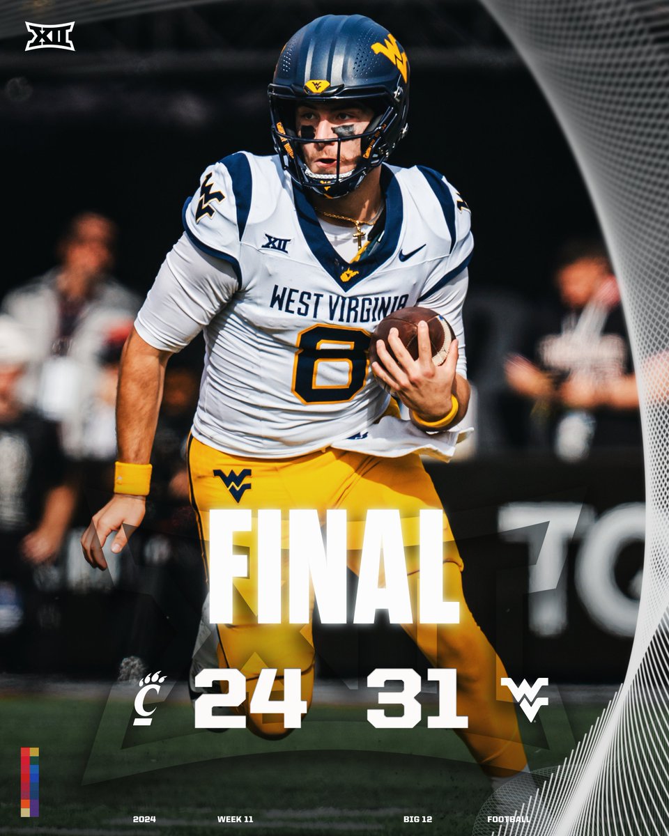 Big12Conference's tweet photo. Cue It Up. 🎵🎶🏔️🟡🔵

#Big12FB | @WVUfootball https://t.co/CqGGdJKY4A
