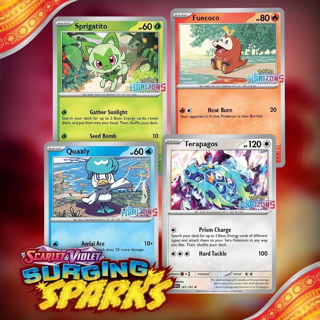 Surging Sparks Promo Cards are available at retailers with $15+ Pokemon TCG  orders!  Best Buy (Fuecoco): https://t.co/MrrA9BiWcc Pokemon Center  (Quaxly): https://t.co/lHxuCdGbNU Sprigatito promo card available in store  at GameStop. #PokemonTCG #ad
