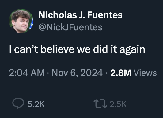 You didn't do shit. You openly told people to vote for Kamala Harris.

And now you think you can take credit for this victory???

Fuck you.