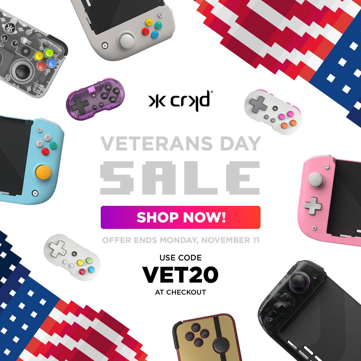 Wario64's tweet image. 20% off all in-stock items at CRKD w/ code VET20. extra 5% off w/ code WARIO64 (both codes stackable at checkout) buff.ly/4fa1fXg #ad