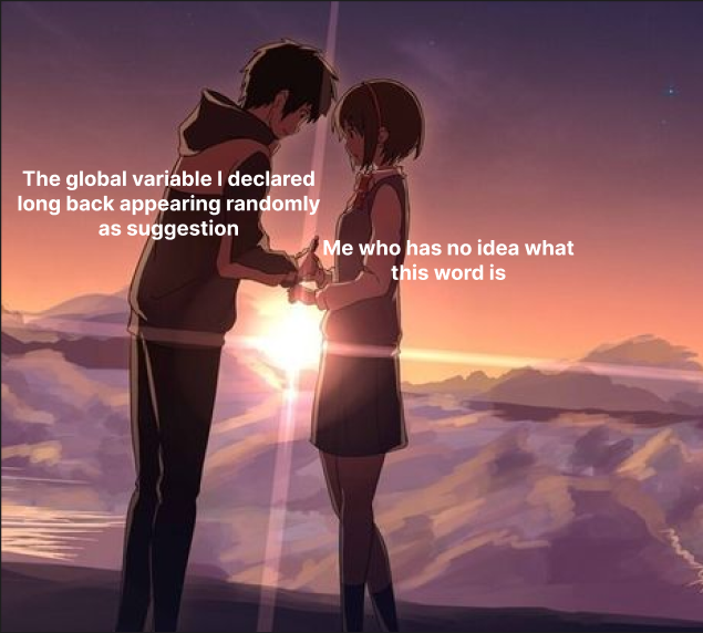 AsH_andev's tweet photo. Umm... Your Name?
#VariableScope #YourName #Anime https://t.co/PfSeocUj4O
