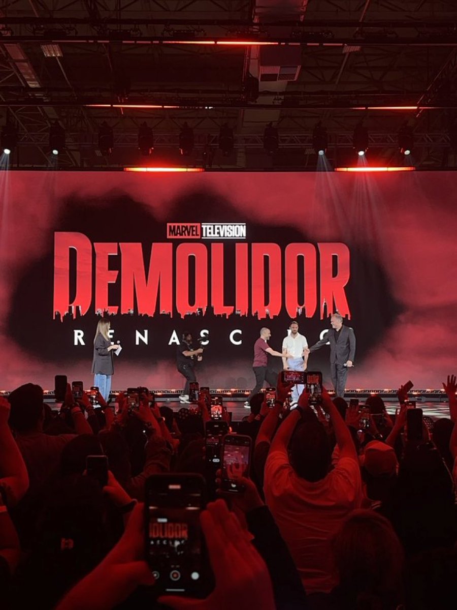 Charlie Cox and Vincent D'Onofrio on stage introducing 'DAREDEVIL: BORN AGAIN' at #D23Brasil. #D23 #Daredevil #DaredevilBornAgain