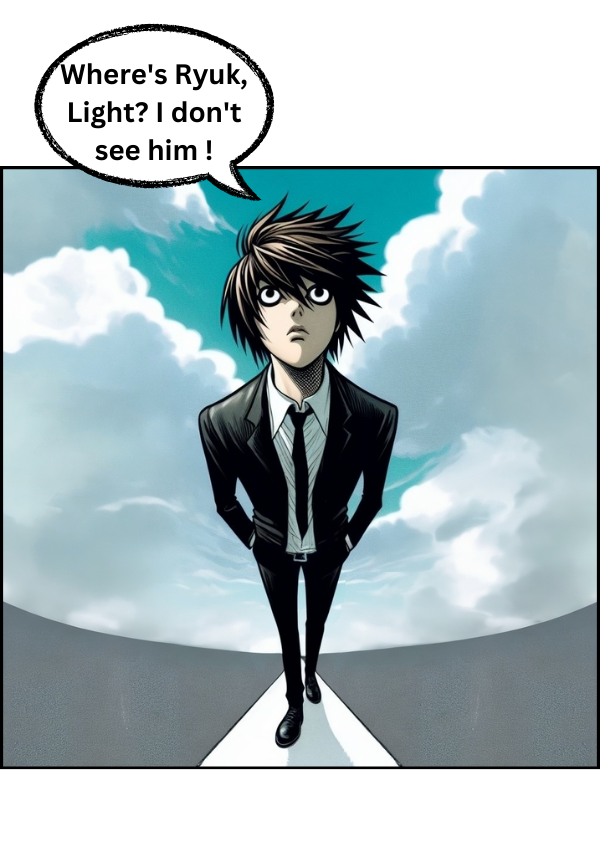L lawliet and Light Yagami stepped into the human realm, from chapter 4 of [The 10 Death Note Users] #DEATHNOTE