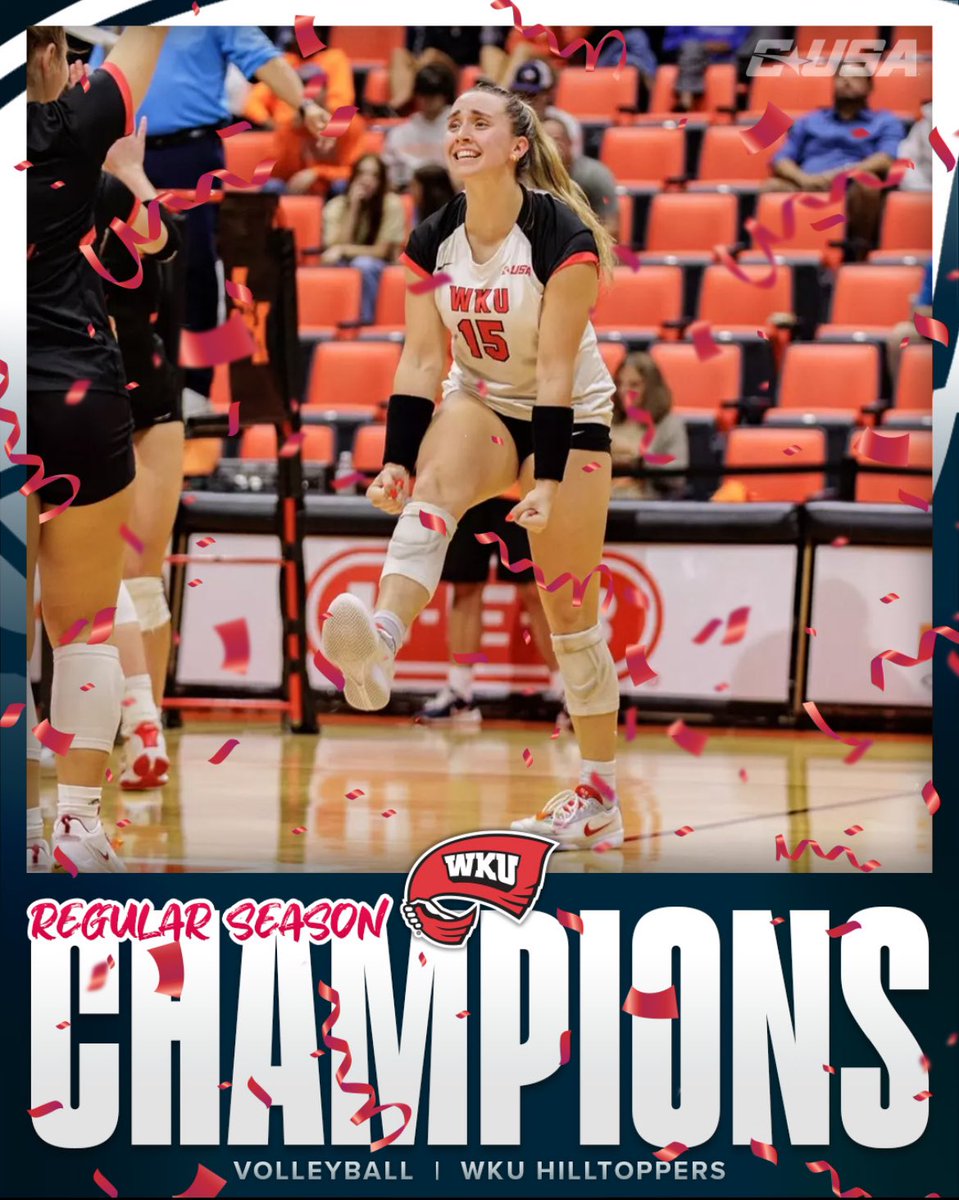 Conference USA (@conferenceusa) on Twitter photo 🏆 REGULAR SEASON CHAMPS 🏆
<a href="/WKUVolleyball/">WKU Volleyball</a> clinches at least a share of the regular season title!
#NoLimitsOnUs 🏆 REGULAR SEASON CHAMPS 🏆
<a href="/WKUVolleyball/">WKU Volleyball</a> clinches at least a share of the regular season title!
#NoLimitsOnUs