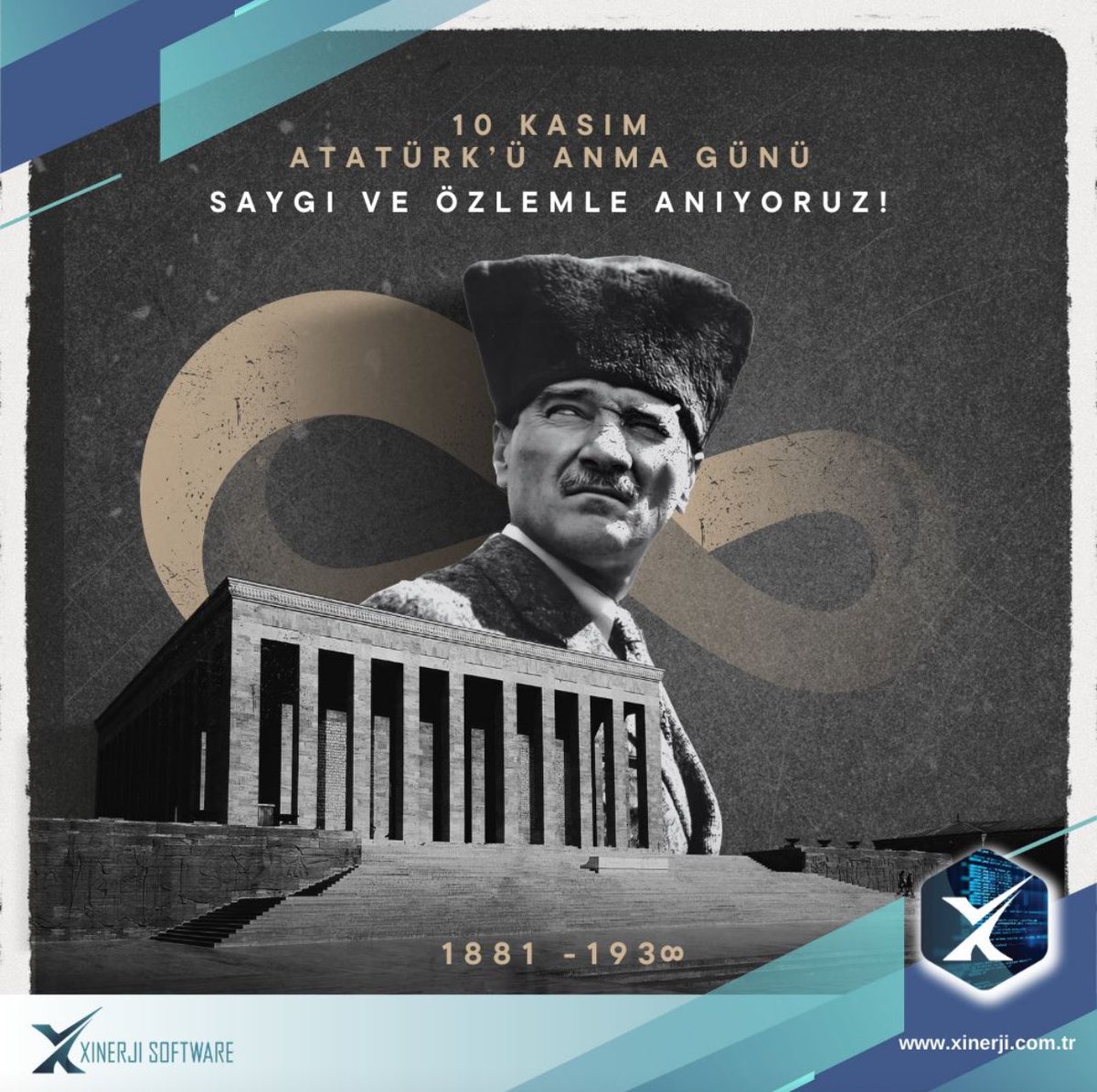 XinerjiSoftware's tweet photo. 10 Kasım 1938 tarihinde aramızdan bedenen ayrılsa da yaşadığımız topraklarda ve dünyada ilkeleri, fikirleri, eserleri ile yaşayan ve daima yaşayacak olan Ata'mızı büyük bir özlem ve saygıyla anıyoruz.

#10Kasım #Atatürk https://t.co/dHHJLZM5ov