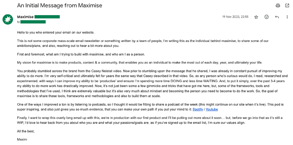 bymaximise's tweet photo. an email I wrote one year ago. nothing has &amp; will change. I wrote this at 200 followers, to about 30 people. https://t.co/vI5Mv8542y