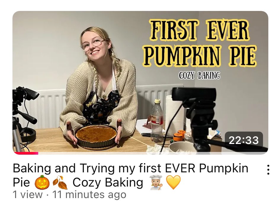 marthamaeuk's tweet photo. 💛 NEW YOUTUBE VIDEO 💛

Baking and Trying my first EVER Pumpkin Pie🎃🍂 

Check out this cozy baking video here: https://t.co/6dpR3aENg2 💛💛 https://t.co/Wvzf6O5o83