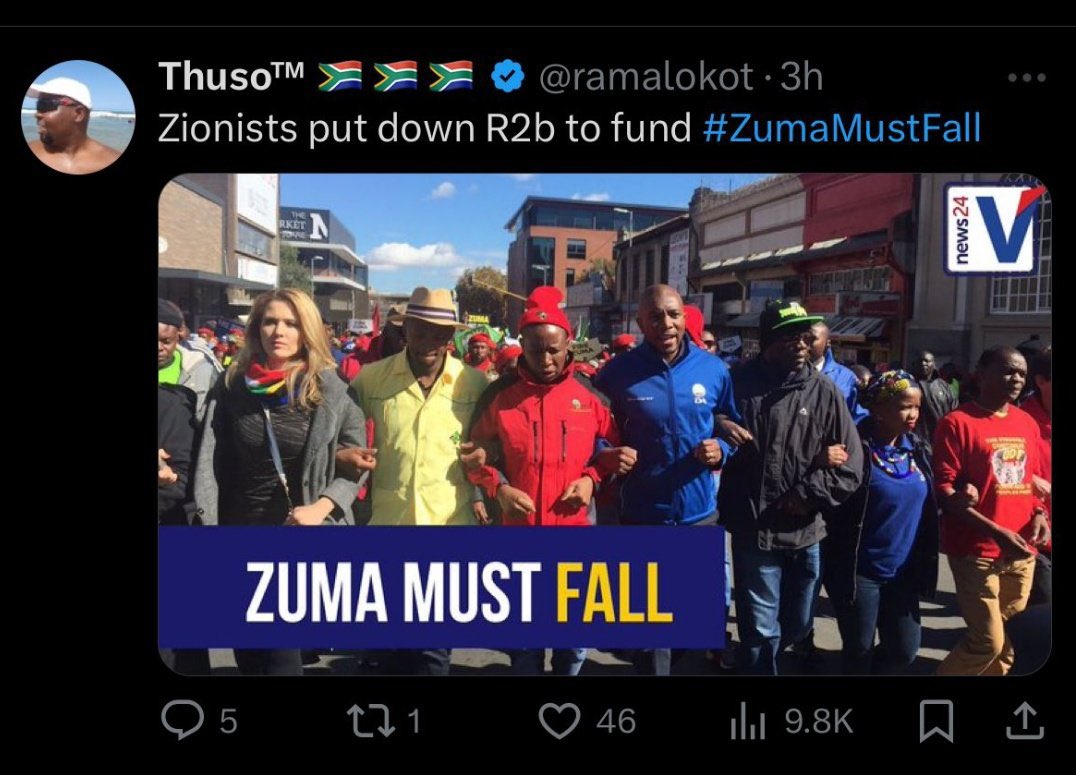 DimaMsuthu's tweet photo. @kimheller3 Repercussions of #ZumaMustFall #ZuptaMustFall
#Bayokhala said Zuma, everybody is crying #Ziyakhala 😭😭
Ose bone nong go rakalala godimo goya fase ke ga yona. Daai boy van jou ke moleko
We are Jacob Zuma, Jacob Zuma is us. No EFF formed against Jacob Zuma shall prosper https://t.co/RSd79oHJPt