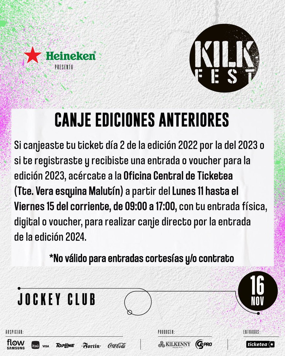 kilkfest's tweet photo. ⚠️INFO CANJES ENTRADA DÍA 2 KILKFEST 2022⚠️

✅Todo lo necesario para que canjees tu entrada del día de Kilkfest 2022 o si tenes un voucher 2023, desde este lunes podes canjear por KILKFEST 2024. https://t.co/1FWDaxVpb9