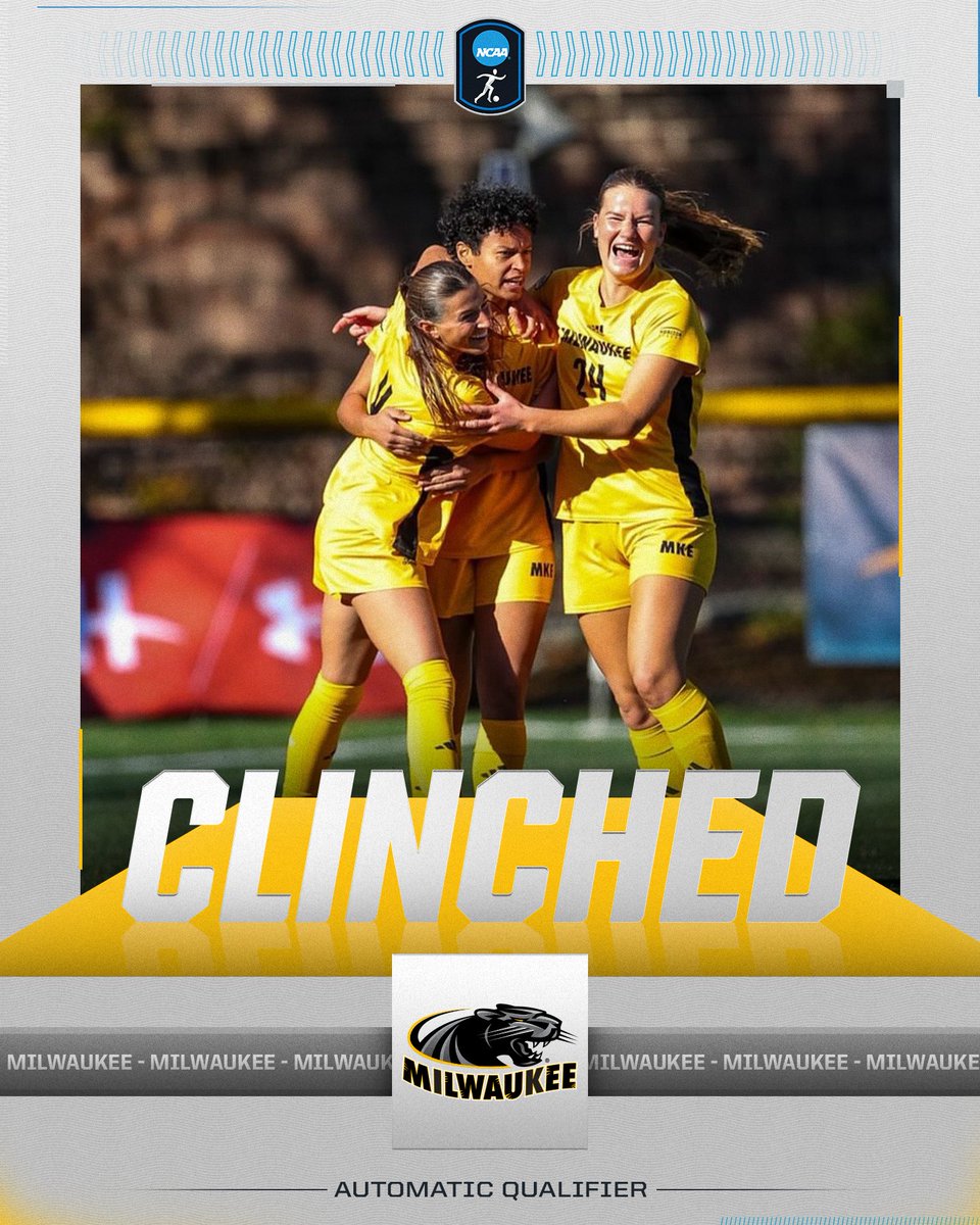 NCAASoccer's tweet photo. ⚽️ CLINCHED ⚽️

@MKE_WSoccer have clinched a spot in the NCAA Women's Soccer Tournament after defeating Northern Kentucky, 2-1, in the @HorizonLeague tournament.

#NCAASoccer https://t.co/bnX0n5umGw