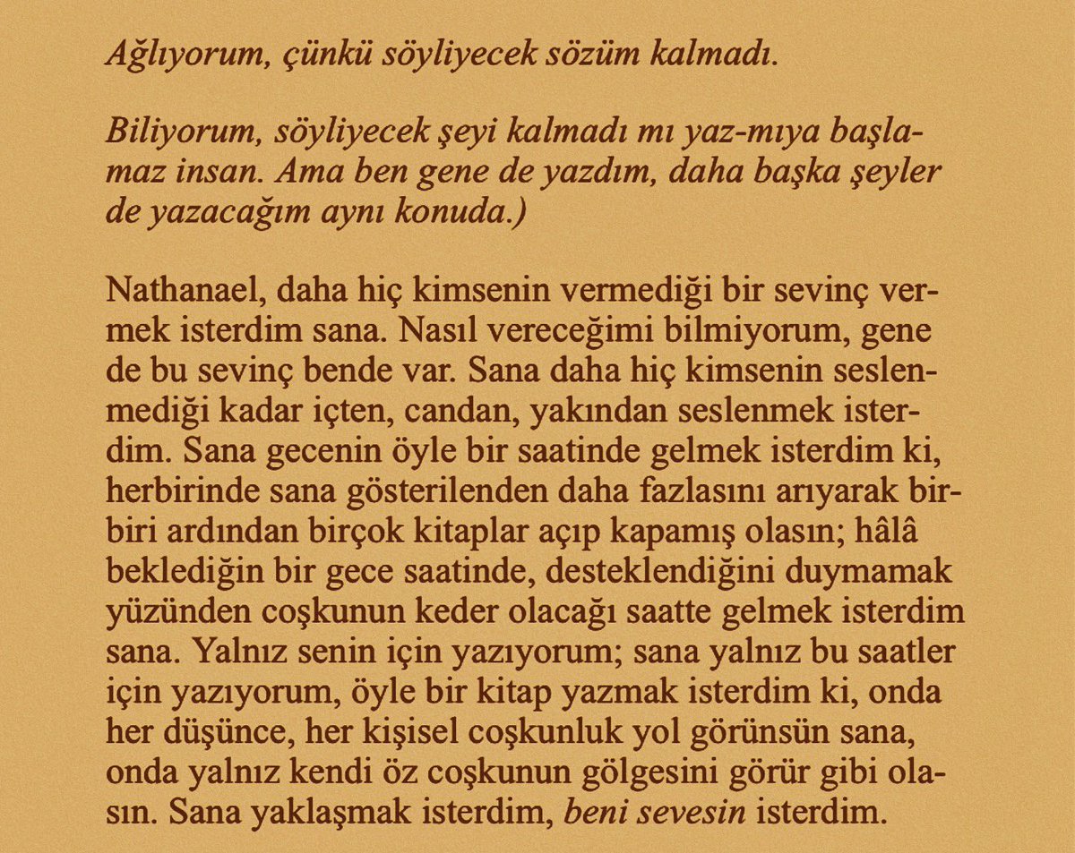“daha hiç kimsenin vermediği bir sevinç vermek isterdim sana.”