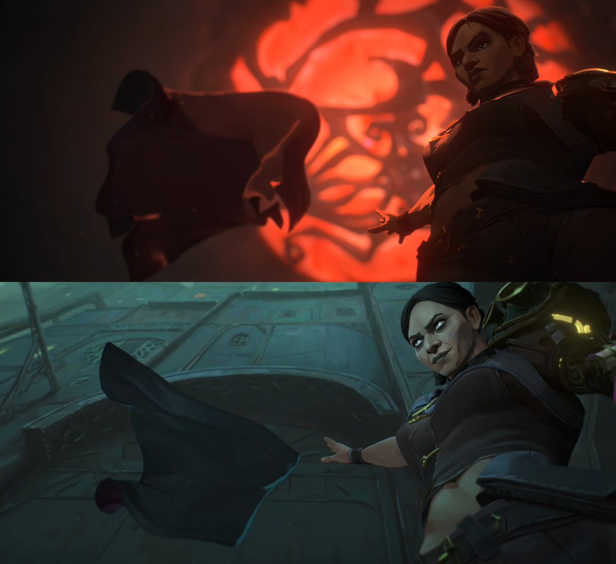 yeeyee_alumni's tweet photo. atp I'm convinced she only wears the cloak so she can do a dramatic ass reveal, I hate her 

#arcanesseason2 #arcaneseason2spoilers #sevika https://t.co/kBdFD0o2OF
