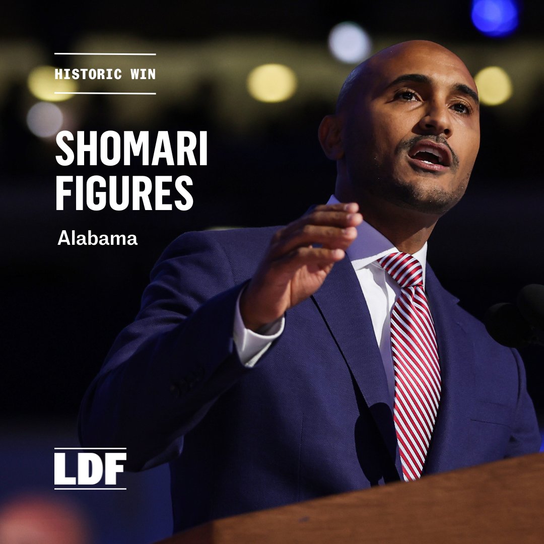 Legal Defense Fund (@naacp_ldf) on Twitter photo Shomari Figures (<a href="/ShomariFigures/">Figures for Congress</a>) will represent the newly formed Congressional District 2, a Black opportunity district that LDF and our partners successfully fought to create at SCOTUS.
For the first time, AL will have 2 Black members of Congress serving simultaneously. Shomari Figures (<a href="/ShomariFigures/">Figures for Congress</a>) will represent the newly formed Congressional District 2, a Black opportunity district that LDF and our partners successfully fought to create at SCOTUS.
For the first time, AL will have 2 Black members of Congress serving simultaneously.