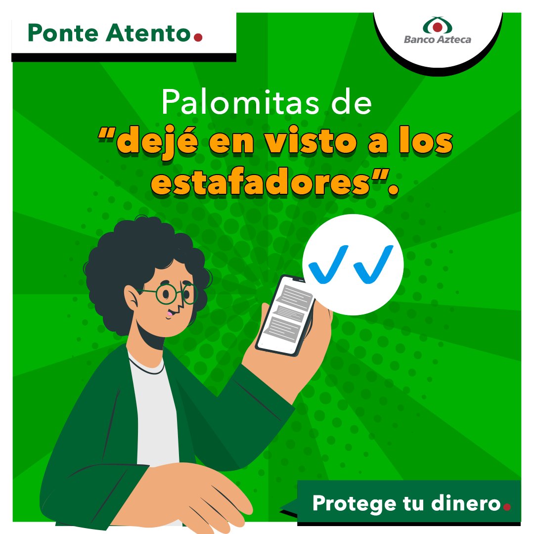 BancoAzteca's tweet photo. Recuerda que, si la cuenta de WhatsApp no está verificada, nunca contestes mensajes.

✅ Nuestra cuenta oficial de WhatsApp tiene palomita de verificación y al entrar a la información del chat, aparecerá como cuenta de empresa. 📲

Conoce más de prevención de estafas aquí: 
https://t.co/RWxQVsy69p  

#PonteAtento y #ProtegeTuDinero