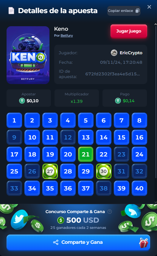 Erickromanp's tweet photo. 🏆 Keno brings me luck on @betfury_gaming! 
Bet Details: https://t.co/q77kXQd3ML                             #bf_share_win #betfury #crypto #win #672fd2302f3ea4e5d15d5c12 https://t.co/nhskVZVKOd