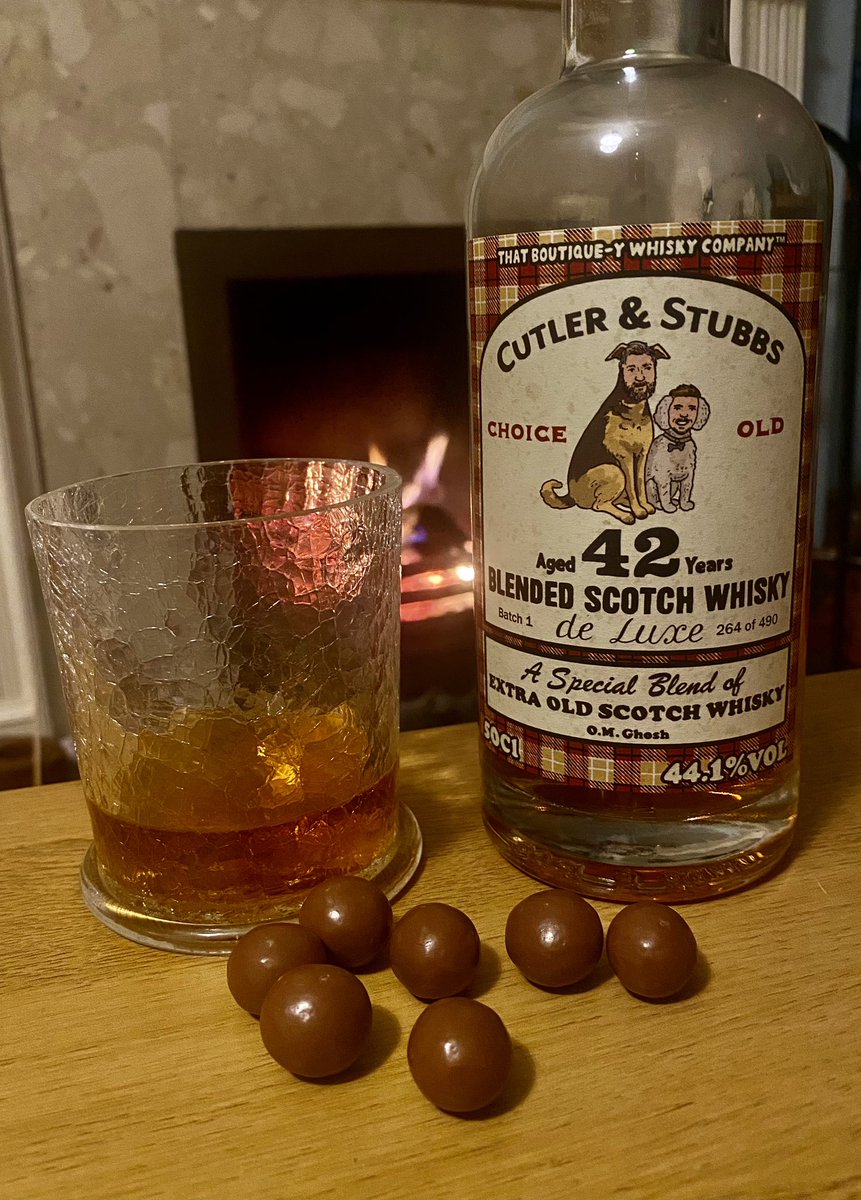 Toasty 🥃
I love this distinguished old Blended Scotch Whisky, and the label always makes me smile…😂
Maltesers go great with whisky too
