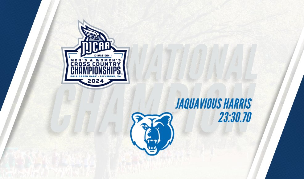 NJCAAXCTF's tweet photo. 🥇🥇 For the second straight year... 

JaQuavious Harris is the individual champion of the 2024 #NJCAAXC DI Men's Championship.   

Harris claims the individual title for the second straight year with a time of 23:30.70.  

https://t.co/pKspQVdhoX https://t.co/UvZFYXcNFg