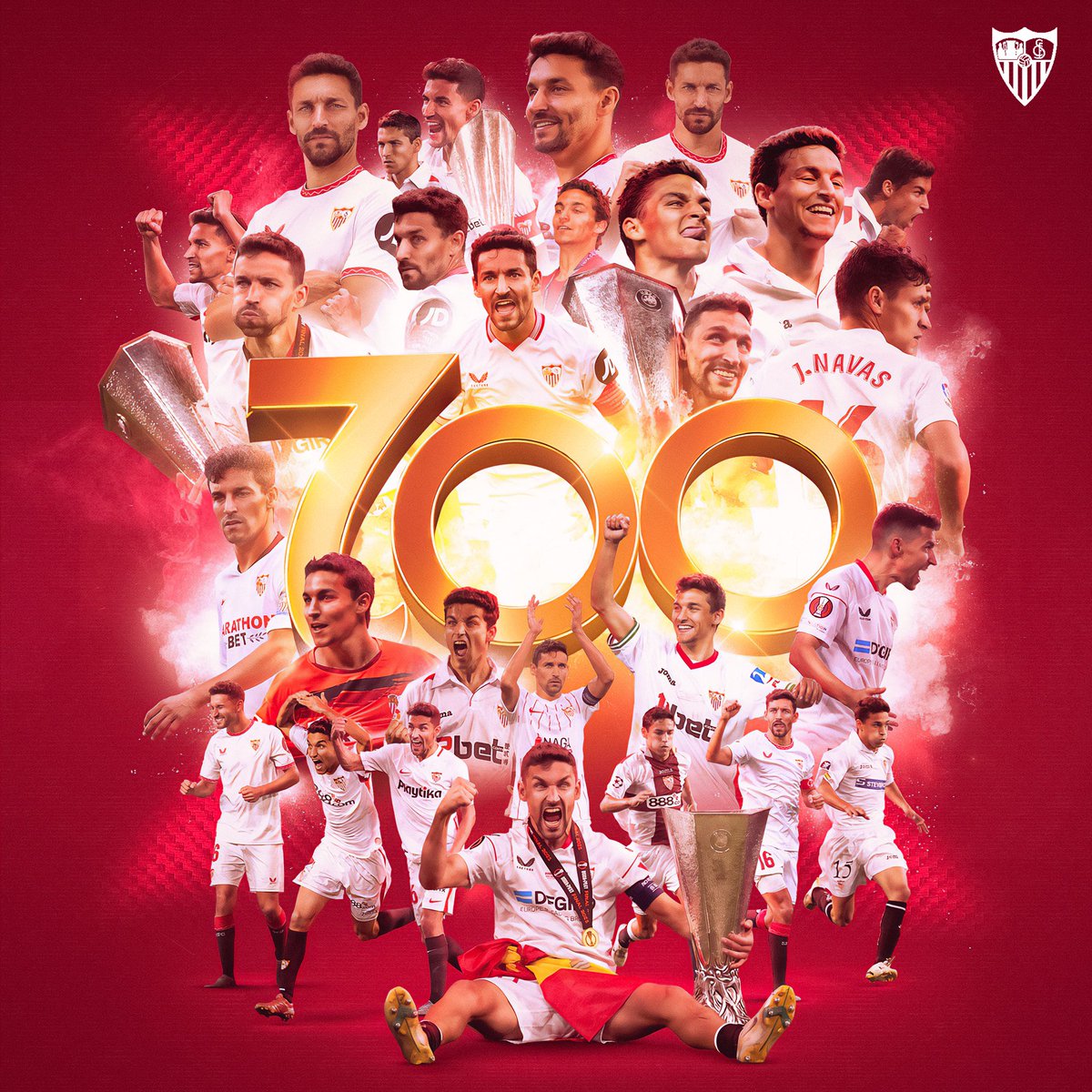 SevillaFC's tweet photo. 🔝 @JNavas cumple 7️⃣0️⃣0️⃣ partidos con la camiseta del Sevilla FC ©️🤍❤️

Eterna leyenda ✨

➡️ https://t.co/e1u2yPqpNI

#WeareSevilla https://t.co/1lXsT0Xc6D