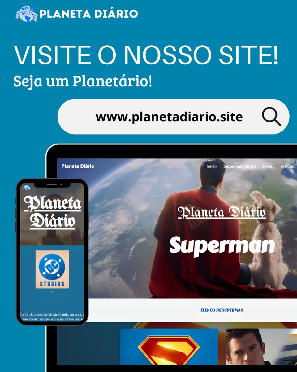 dailyplanetbr_'s tweet image. Planeta Diário. O jornal da Cidade do Amanhã, registra agora, a evolução da marca mais histórica de Super Heróis, vulgo DC!

De DCnautas para DCnautas!

Site: planetadiario.site
Instagram: instagram.com/planetadiariob…
Contato: Planetadiario1939@gmail.com

Portfólio do Site🧵👇🏽