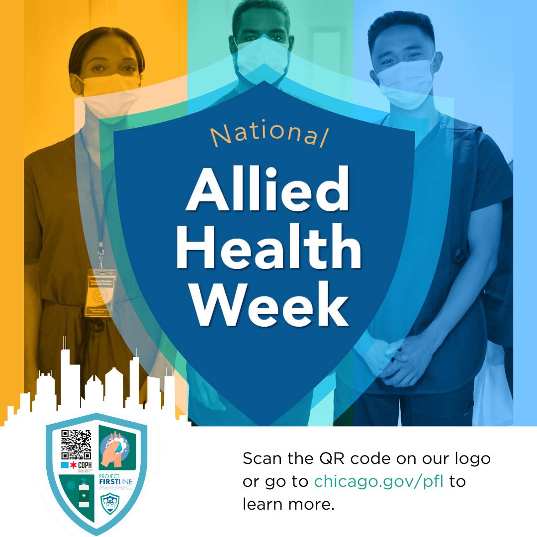 ChiPublicHealth's tweet image. PFL recognizes that allied health workers play a role in IPC and deserve the necessary IPC education and resources to keep themselves and patients safe. 

To learn how PFL can support your team with FREE resources and trainings, go to chicago.gov/pfl 
 
#CDC #CDPH #NAHW