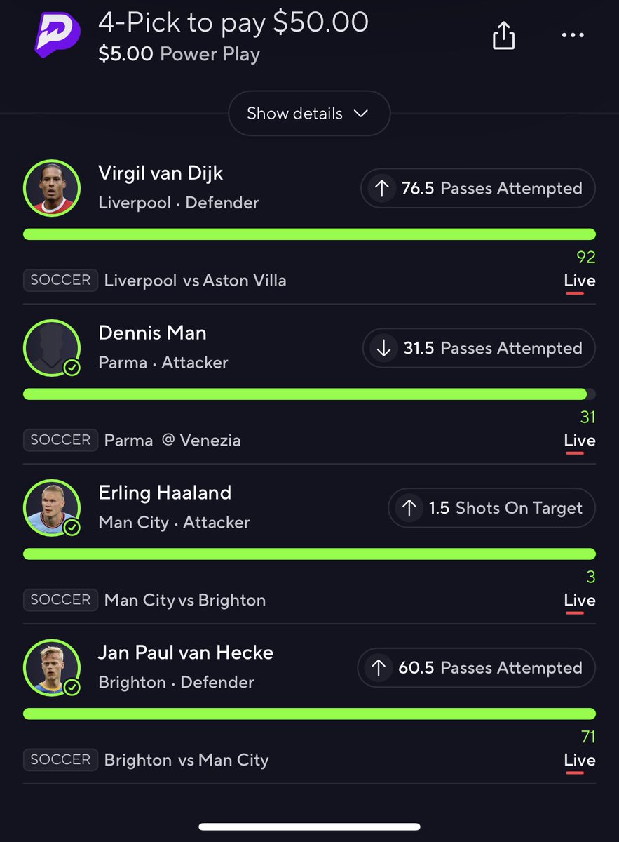 scott2bands's tweet photo. Cash the soccer play ✅✅✅✅ let’s gooooooooooooooal ⚽️ #parlay #ParlayPlay #prizepicks #soccer #nba #wnba #nfl #GamblingX #UnderdogFantasy https://t.co/3sKZ4PhIEB