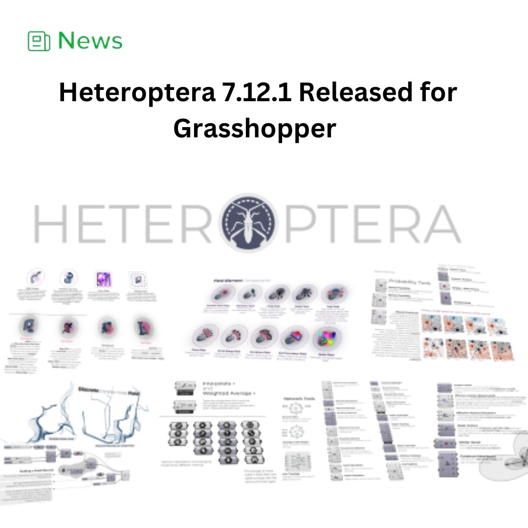Heteroptera 7.12.1 for Grasshopper Released.

Heteroptera is an Always WIP addon, developed thus far to address the gaps the Helioripple team had faced while handling several projects by grasshopper. 

Read more:
loom.ly/tQttIrI
#plugin #Grasshopper
