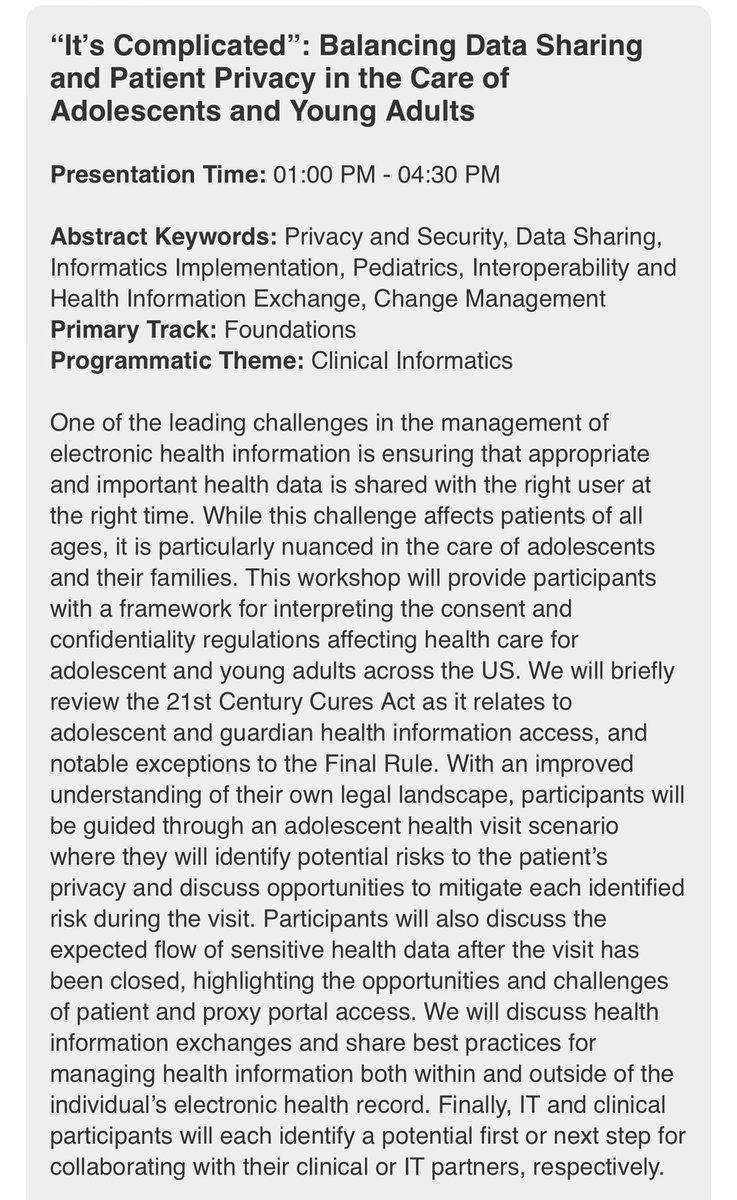 Natalie Pageler MD (@stanfordkidcmio) on Twitter photo It's complicated but critical! Learn to empower adolescents, young adults, and their families to take control of their health with national leaders <a href="/RGteenMD/">Rachel Goldstein</a>, Jen Carlson, <a href="/fcbourgeois/">Fabienne Bourgeois</a>, <a href="/informaticsDoc/">Eli Lourie</a> & Amanda Bogart #AMIA2024 It's complicated but critical! Learn to empower adolescents, young adults, and their families to take control of their health with national leaders <a href="/RGteenMD/">Rachel Goldstein</a>, Jen Carlson, <a href="/fcbourgeois/">Fabienne Bourgeois</a>, <a href="/informaticsDoc/">Eli Lourie</a> & Amanda Bogart #AMIA2024