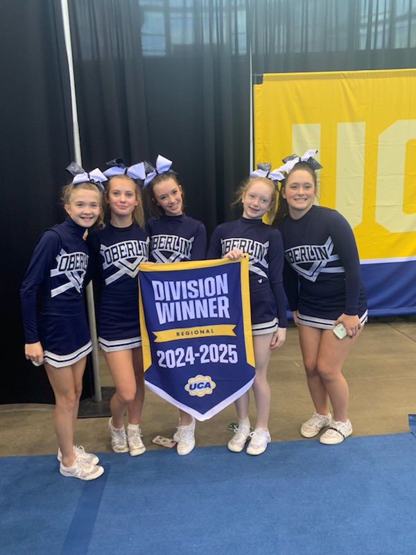 Way to go Ms. Nadeau and the Oberlin Cheer team! Division CHAMPS at the Triangle UCA Competition!
