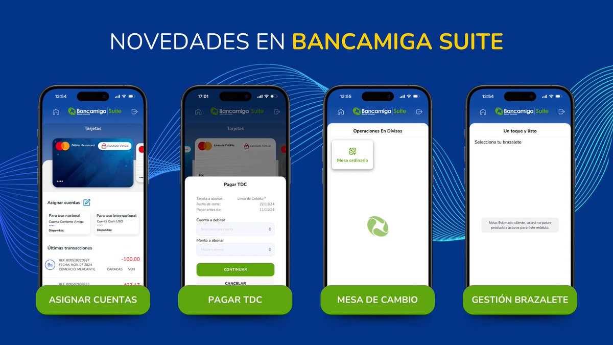 NebulaVzla's tweet image. 🔥 ¿Ya viste las novedades que trajo #Bancamiga Suite? 🔥 

1️⃣ Asignar cuentas a tu Master #Débito 🔁

✅ Ahora puedes cambiar las cuentas asociadas a tu TDD Mastercard más fácil.

2️⃣ Pagar Tarjeta de #Crédito 💳

✅ Pagar tus Tarjetas de Crédito desde la app ahora es posible.