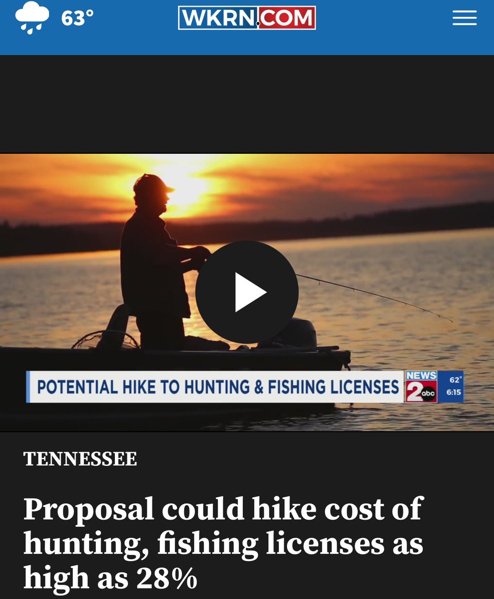 TheTNHoller's tweet photo. WKRN: “Fishing and hunting could soon get even more expensive. This year, the Tennessee Fish and Wildlife Commission proposed raising many hunting and fishing licenses by 28%…” https://t.co/Qm9FxZ24xi https://t.co/U2ZGtNKX2d