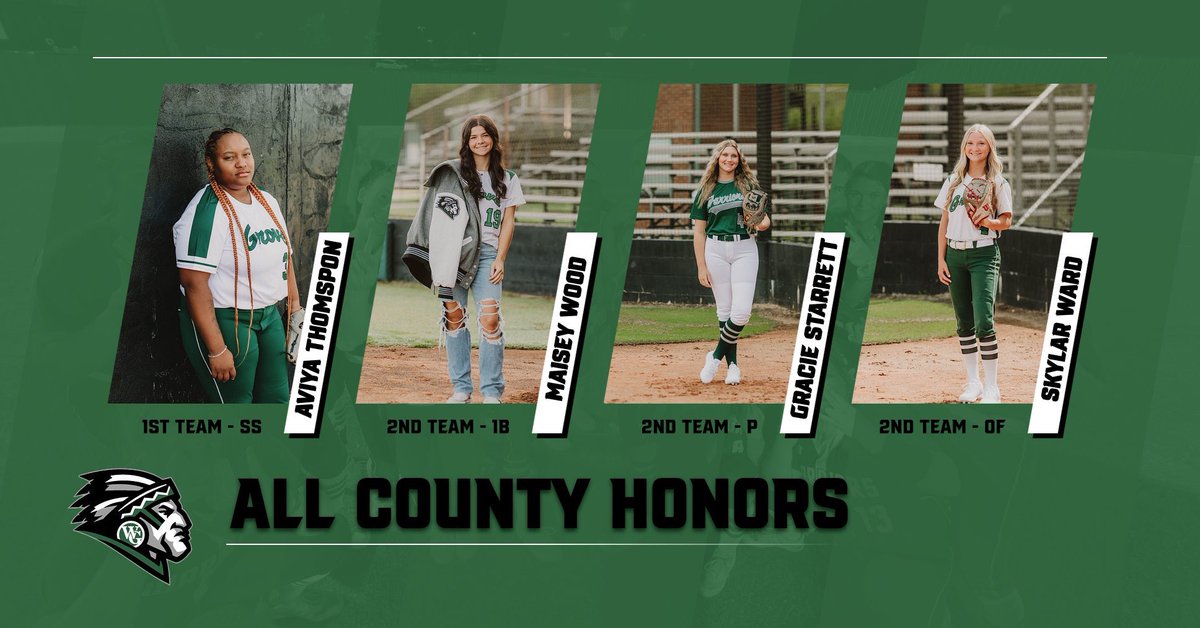 Wgsoftballga's tweet image. Congratulations to our All County players. 
@aviya_thompson - 1st Team
@SkylarBWard - 2nd Team
GracieStarrett - 2nd Team
MaiseyWood - 2nd Team
@2026MadisonW - Honorable Mention 
@ellieclower - Honorable Mention
Brooklyn Stovall - Honorable Mention