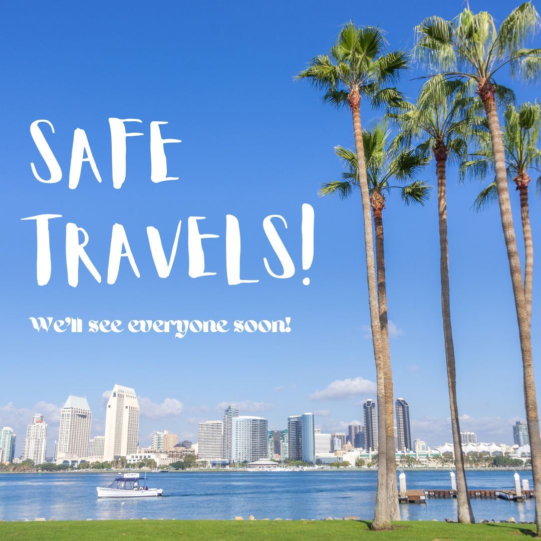 As people start making their way to San Diego we want to wish you safe travels. We'll see you when you get here 🌴