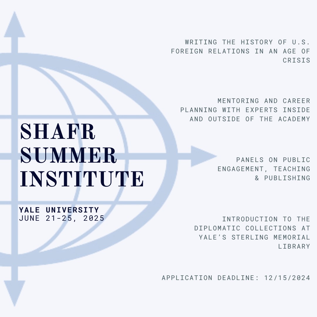 Michael Brenes (@mbrenes1) on Twitter photo More details about the 2025 SHAFR Summer Institute, hosted by me & Alvita Akiboh, will go out to SHAFR members next week. Guest scholars will include <a href="/dbessner/">db</a>, @Megan_A_Black, @elisabeth_leake, <a href="/bradleyrsimpson/">Brad Simpson (bradleyrsimpson.bsky.social)</a>, <a href="/stephenwertheim/">Stephen Wertheim</a>, <a href="/kroberiano/">Kristin Oberiano</a>, @car1ygoodman, and many others! More details about the 2025 SHAFR Summer Institute, hosted by me & Alvita Akiboh, will go out to SHAFR members next week. Guest scholars will include <a href="/dbessner/">db</a>, @Megan_A_Black, @elisabeth_leake, <a href="/bradleyrsimpson/">Brad Simpson (bradleyrsimpson.bsky.social)</a>, <a href="/stephenwertheim/">Stephen Wertheim</a>, <a href="/kroberiano/">Kristin Oberiano</a>, @car1ygoodman, and many others!