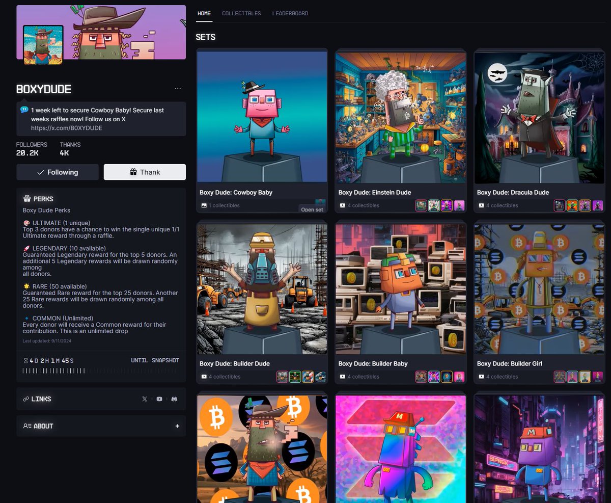 I’m very grateful to be on <a href="/drip_haus/">DRiP 💧</a> for both my music and NFT project. 

We have explored a new art style and created the next generation of @B0XYDUDE assets. The next phase going to include a short comic that will expand the story further. 

Our growth has been amazing and