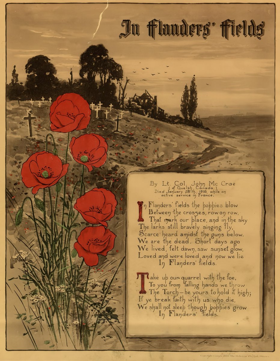 Morgan_C_Ross's tweet image. Lieutenant-Colonel John McCrae&apos;s poem, In Flanders Fields, published in 1918