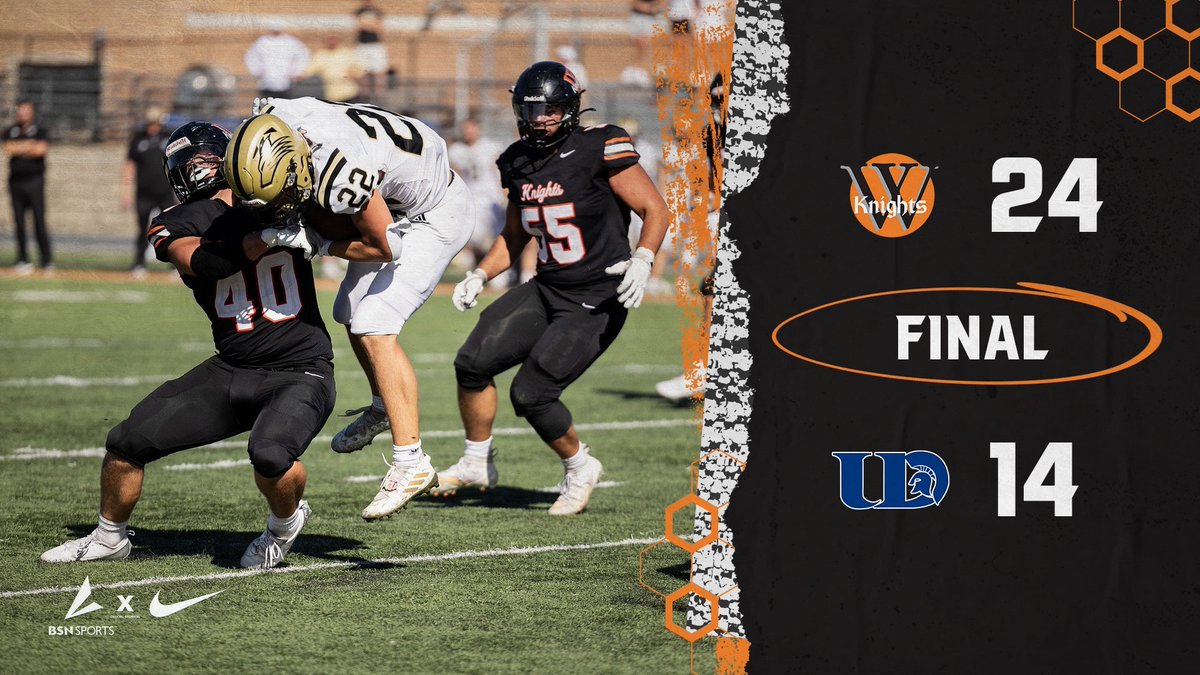 Knights win! 🔥

No. 11/12 Wartburg 24, Dubuque 14.

Dawson Rud: 125 yards, 1 TD
Carter Henry: 78 yards, 1 TD 
Keenan Tyler &amp; Mac Watts: 14 tackles

#d3fb