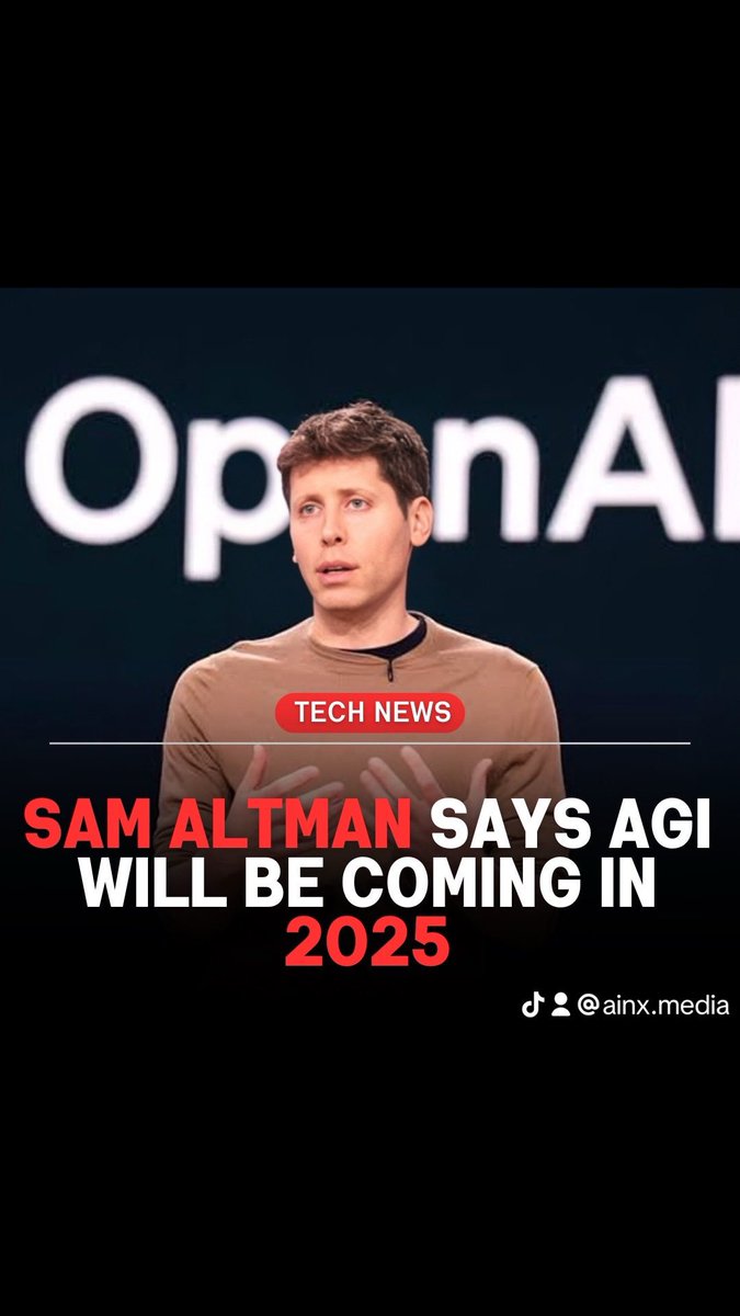 theainova's tweet photo. Sam altman says AGI is coming in 2025 🔥 https://t.co/uS19CHVYQ2