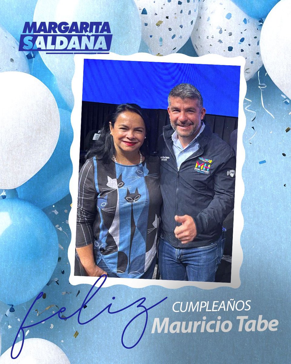 Margarita Saldaña (@margaretsaldana) on Twitter photo Apreciable y muy querido <a href="/mauriciotabe/">Mauricio Tabe Echartea</a> espero que este día sea un día increíble que pases con tu linda familia.
Muchos años de éxito. 🎂 Apreciable y muy querido <a href="/mauriciotabe/">Mauricio Tabe Echartea</a> espero que este día sea un día increíble que pases con tu linda familia.
Muchos años de éxito. 🎂