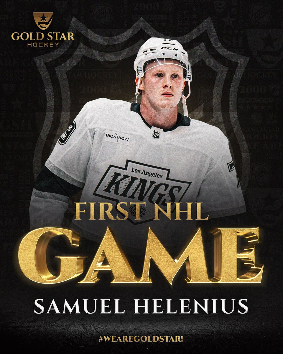 Congratulations to Samuel Helenius of the #GoKingsGo on playing his 1st career NHL game! #WeAreGoldStar!