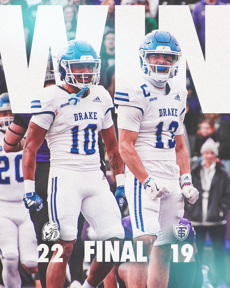 Drake Football (@drakebulldogsfb) on Twitter photo ๐ช๐ฎ๐น๐ธ ๐ถ๐ป ๐ฌ๐ผ๐๐ฟ ๐ง๐ฟ๐ฎ๐ฝ, ๐ง๐ฎ๐ธ๐ฒ ๐ผ๐๐ฒ๐ฟ ๐ฌ๐ผ๐๐ฟ ๐ง๐ฟ๐ฎ๐ฝ
Bailey | 20-26, 167 yds, 2 TD, INT
T. Hughes | 8 rec, 72 yds, TD
Radocha | 3 rec, 13 yds, TD
Bowling | 6 tck, INT, TFL
Claypool | 3 QBH, sck
Dunning | 2-2 FG, 52 yd long
#RAISEtheBAR | #DSMHometownTeam ๐ช๐ฎ๐น๐ธ ๐ถ๐ป ๐ฌ๐ผ๐๐ฟ ๐ง๐ฟ๐ฎ๐ฝ, ๐ง๐ฎ๐ธ๐ฒ ๐ผ๐๐ฒ๐ฟ ๐ฌ๐ผ๐๐ฟ ๐ง๐ฟ๐ฎ๐ฝ
Bailey | 20-26, 167 yds, 2 TD, INT
T. Hughes | 8 rec, 72 yds, TD
Radocha | 3 rec, 13 yds, TD
Bowling | 6 tck, INT, TFL
Claypool | 3 QBH, sck
Dunning | 2-2 FG, 52 yd long
#RAISEtheBAR | #DSMHometownTeam