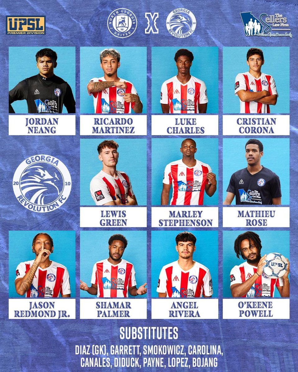 Tonight's Starting XI against @northgeorgiaunited in McDonough! #UpTheRevs 🔴⚪️🔵 #OurRevolution 🦅⚽️