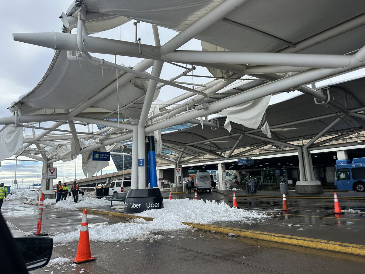 Suboptimal situation at the ride share pickup at DIA. Concerning given that most of the airport is covered with this stuff.. #COwx