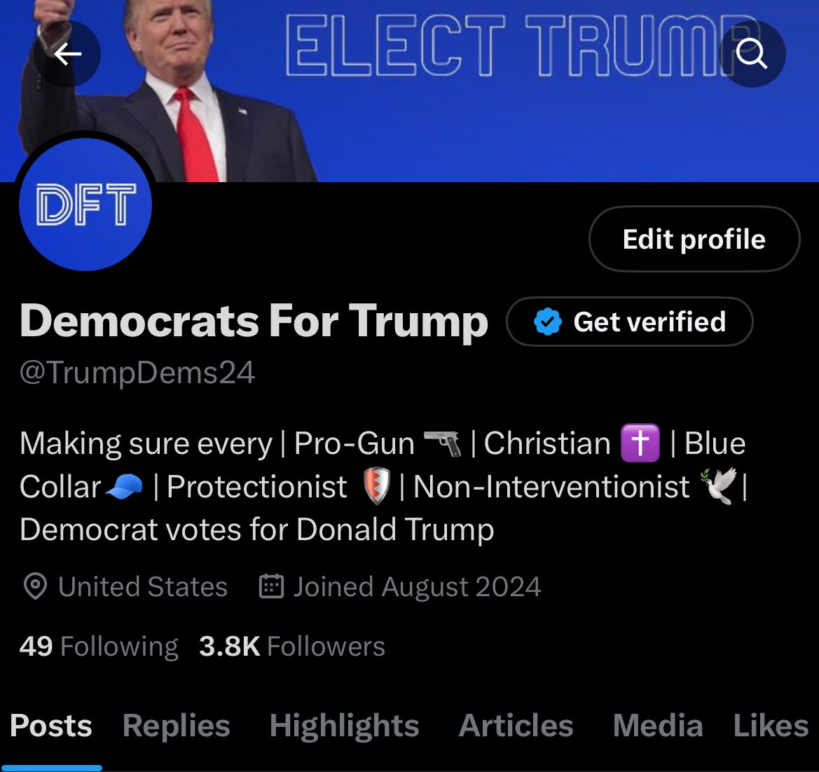 lion_politics's tweet photo. I owned Democrats For Trump. https://t.co/5yBPYoHiG3