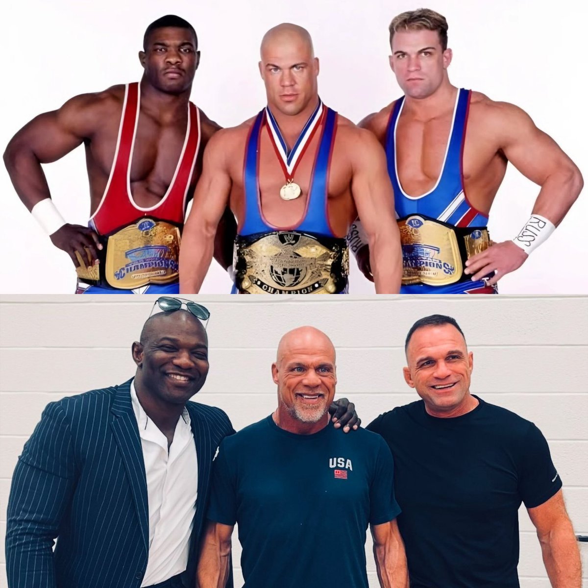twcworldwide's tweet photo. Team Angle Reunites! 🇺🇸🙌🏽
@RealKurtAngle @CharlieHaas @Sheltyb803
#TeamAngle #KurtAngle #CharlieHaas #SheltonBenjamin #Smackdown #OlympicGoldMedalist #WorldsGreatestTagTeam https://t.co/46kJZHIlWQ