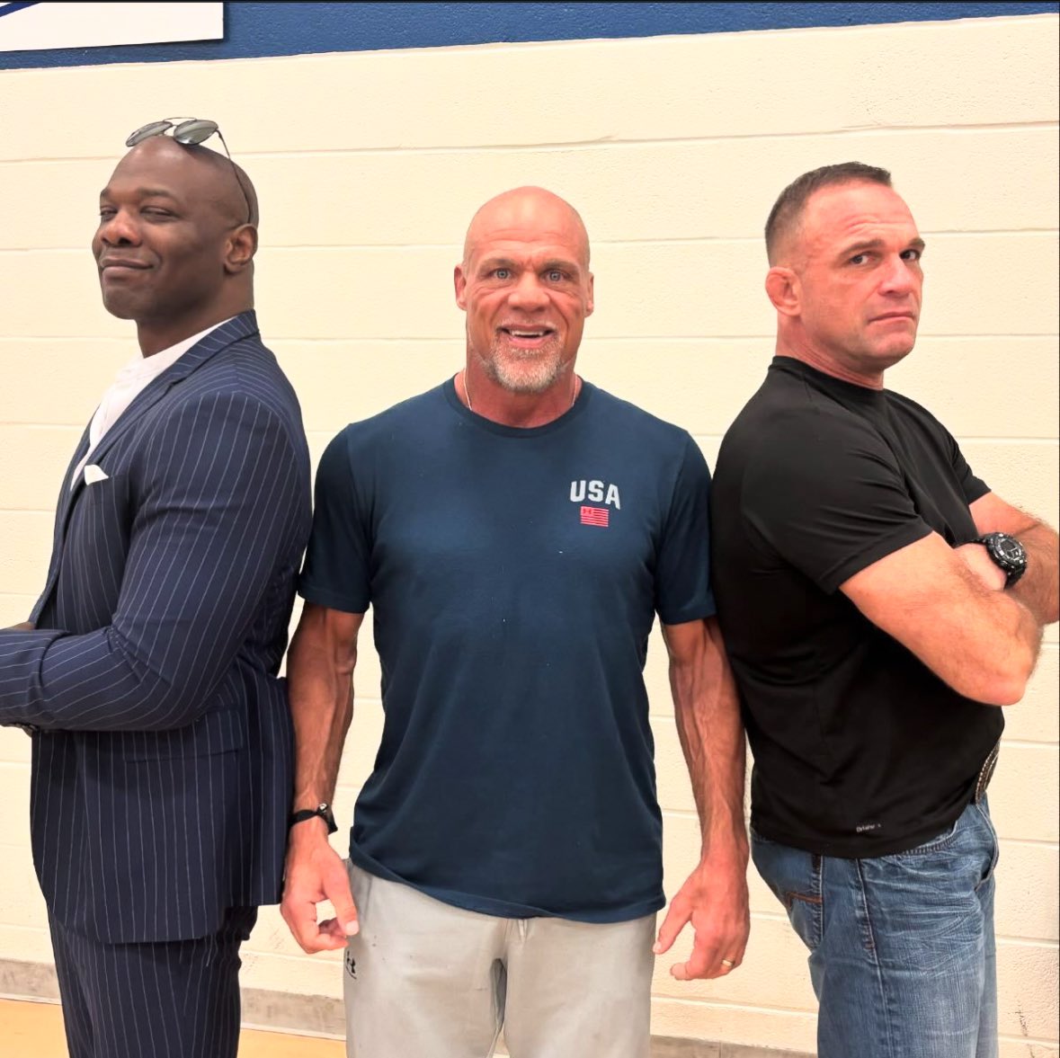 twcworldwide's tweet photo. Team Angle Reunites! 🇺🇸🙌🏽
@RealKurtAngle @CharlieHaas @Sheltyb803
#TeamAngle #KurtAngle #CharlieHaas #SheltonBenjamin #Smackdown #OlympicGoldMedalist #WorldsGreatestTagTeam https://t.co/46kJZHIlWQ