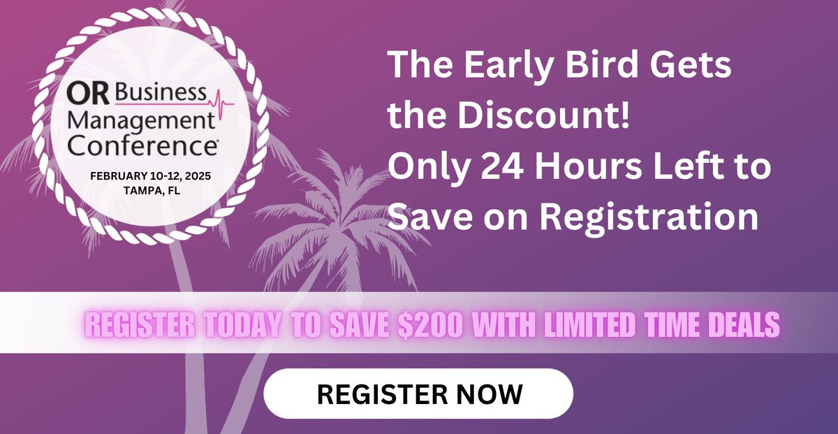 OR_Manager's tweet image. 🚨 Early Bird Rates End TOMORROW! 🚨 Don't miss your chance to join the leading summit for perioperative business leaders! Dive deep into financial stra... #ORBMC25 accessintel.swoogo.com/ORBusinessMana…

#ORBMC25 #ORManager #PerioperativeLeadership #HealthcareManagement #SurgicalEfficiency