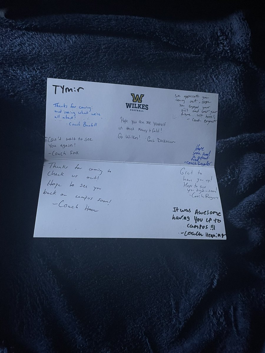 Tymir Williams (@tymirwilliams0) on Twitter photo Thank you to all the <a href="/WilkesFootball/">Wilkes Football</a> coaches for the love🤞🏾can’t wait to be back up
<a href="/CoachDFink/">Devon Fink</a> <a href="/CoachRogers13/">Matt Rogers</a> @CoachHenningWU <a href="/CoachKDickerson/">Coach Dickerson</a> <a href="/Coach_Bantell/">Chris Bantell</a> Thank you to all the <a href="/WilkesFootball/">Wilkes Football</a> coaches for the love🤞🏾can’t wait to be back up
<a href="/CoachDFink/">Devon Fink</a> <a href="/CoachRogers13/">Matt Rogers</a> @CoachHenningWU <a href="/CoachKDickerson/">Coach Dickerson</a> <a href="/Coach_Bantell/">Chris Bantell</a>