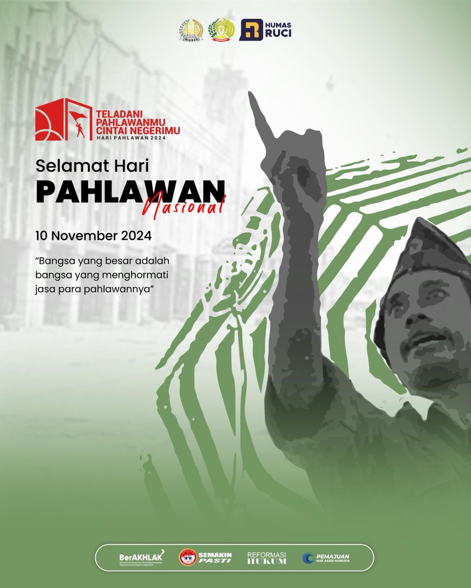 rutan1cipinang's tweet photo. Keluarga Besar Rutan Kelas I Cipinang mengucapkan
Selamat Hari Pahlawan Nasional
10 November 2024
Teladani Pahlawanmu
Cintai Negerimu
#RUCI
#SemakinPASTI
#Pemasyarakatan
#ASNBerAKHLAK
#kanwilkumhamdki
@Kemenkumham_RI
@DITJEN_PAS
@kanwilkumhamdki https://t.co/EWY5yFRlpj